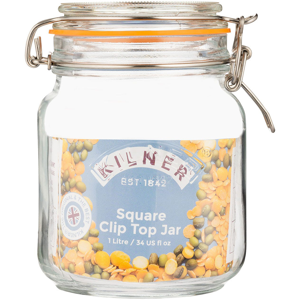 KIL CLIP TOP SQUARE JAR 1 LITRE