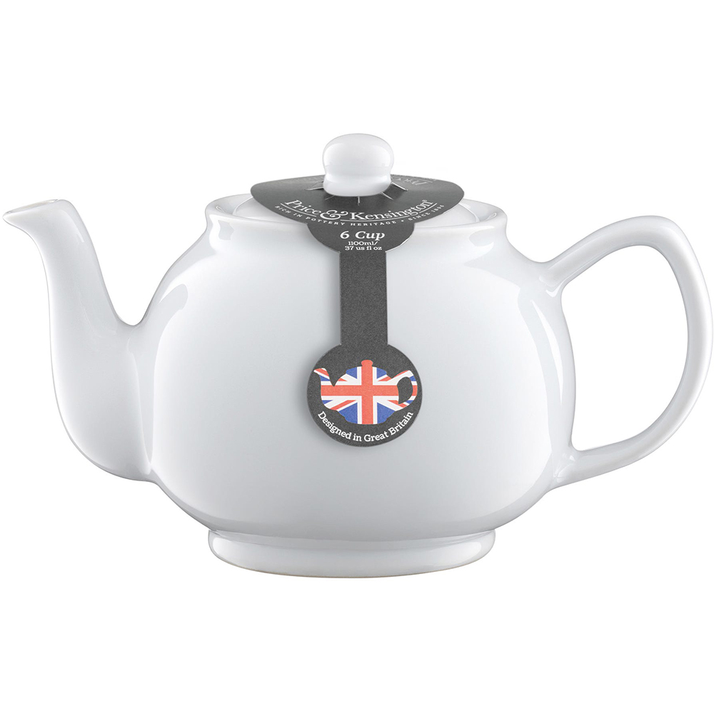P&K WHITE 6CUP TEAPOT