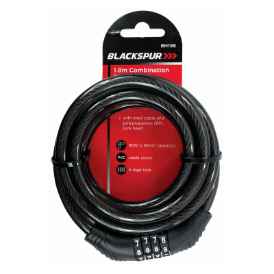 10MM X 1.8M COMBINATION BICYCLE LOCK