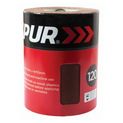 ALUMINIUM OXIDE FINISHING PAPER - GRADE 120 - 10M X 115MM