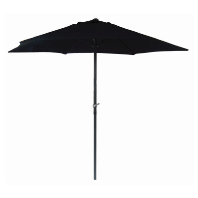 2.7M WIND UP PARASOL WITH STEEL SHAFT - BLACK