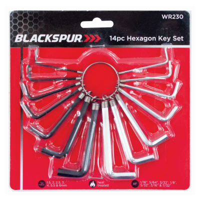 14PC HEXAGON KEY SET AF + MM
