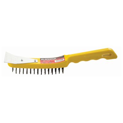 4 ROW PLASTIC WIRE BRUSH WITH SCRAPER